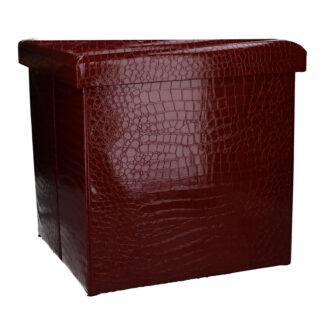 Puff ecopelle rosso quadro pieghevole cm30x30h30