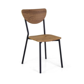 Sedia metallo c/ seduta legno naturale nero cm44x45h82