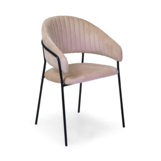 Poltrona velluto Chloe crema struttura nero cm59x51h49/83,5