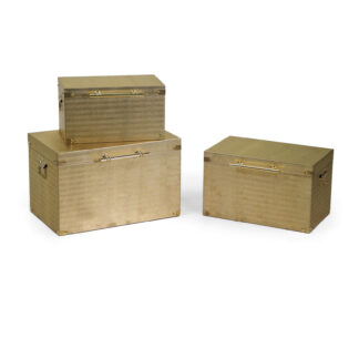 Baule legno ecopelle 1-3 oro rettangolare cm48x30h30