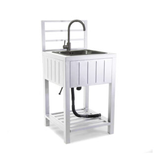 Mobiletto alluminio Weston con lavello bianco cm60x61,5h125