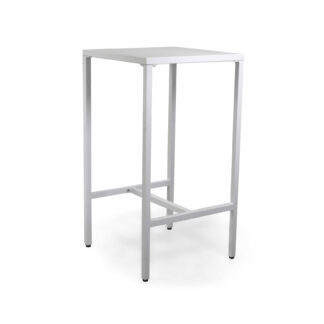 Tavolo bar alluminio Alma con poggiapiedi bianco quadro cm60x60h110