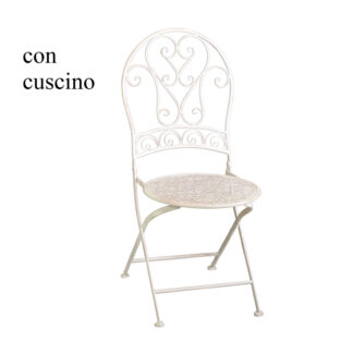 Sedia metallo ragusa avorio con cuscino cm40x48h94