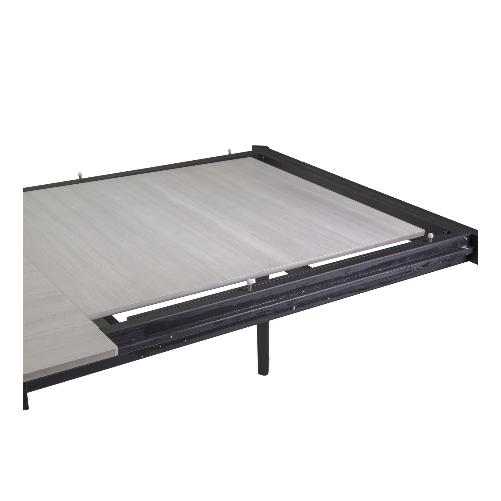 Tavolo metallo allungabile Rogers top pietra sinterizzata chiaro cm160/220x90h75 - immagine 11