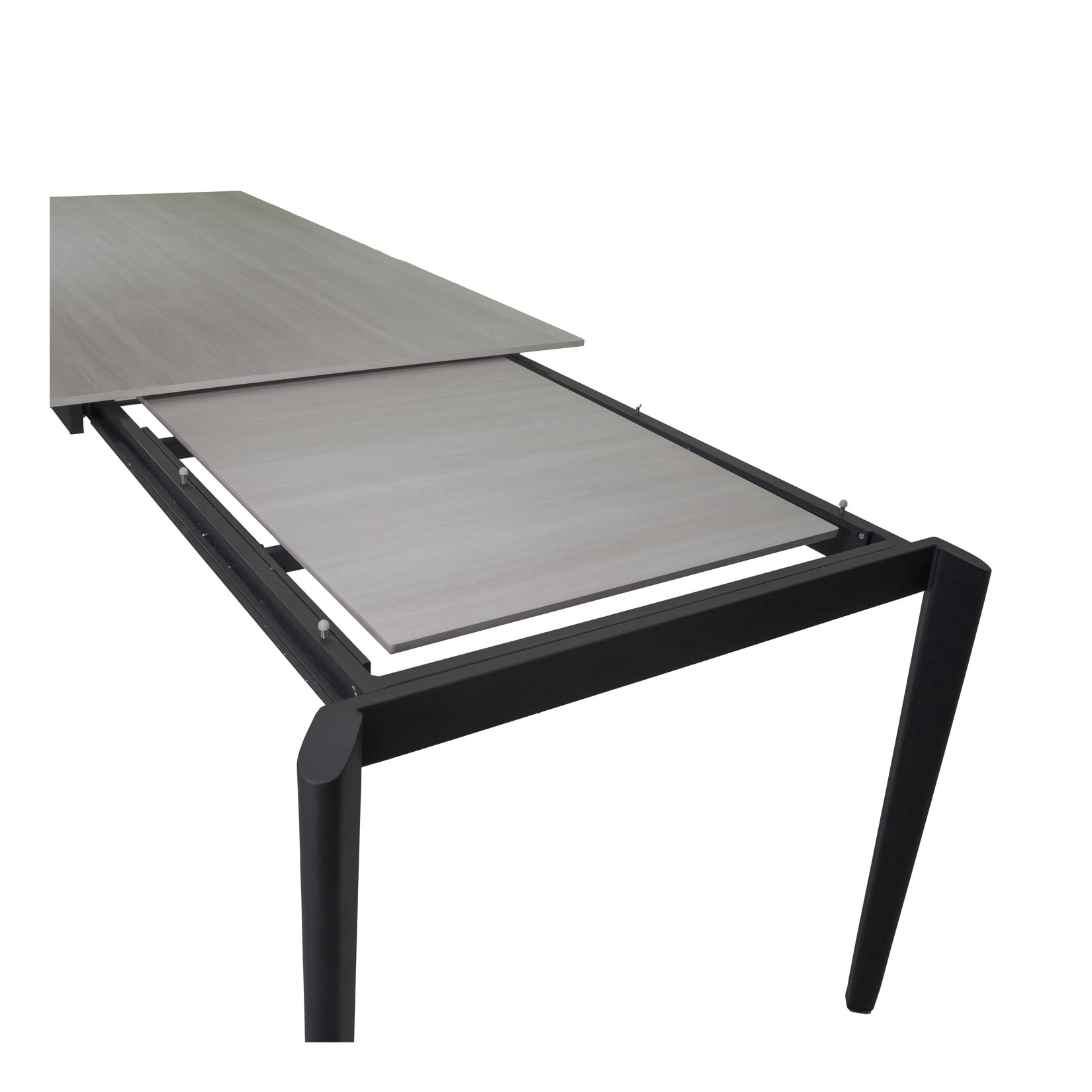 Tavolo metallo allungabile Rogers top pietra sinterizzata chiaro cm160/220x90h75 - immagine 12