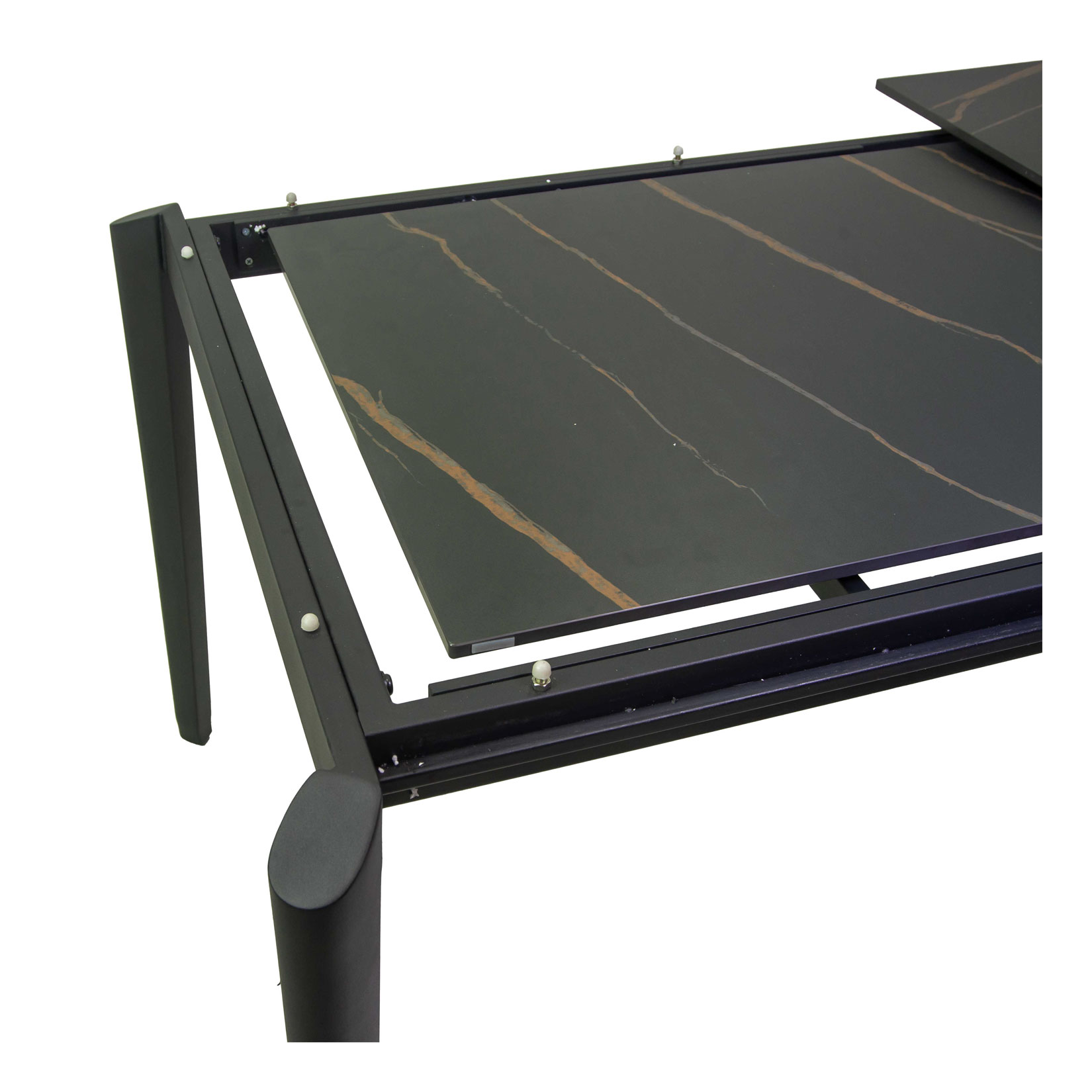 Tavolo metallo allungabile Rogers top pietra sinterizzata scuro cm180/240x90h75 - immagine 10