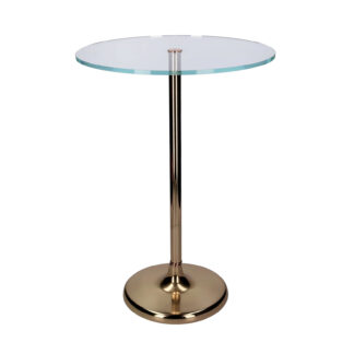 Tavolino metallo oro top vetro trasparente tondo cm ø40h56