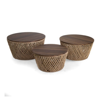 Tavolino legno contenitore 1-3 naturaletondo cm ø66h34