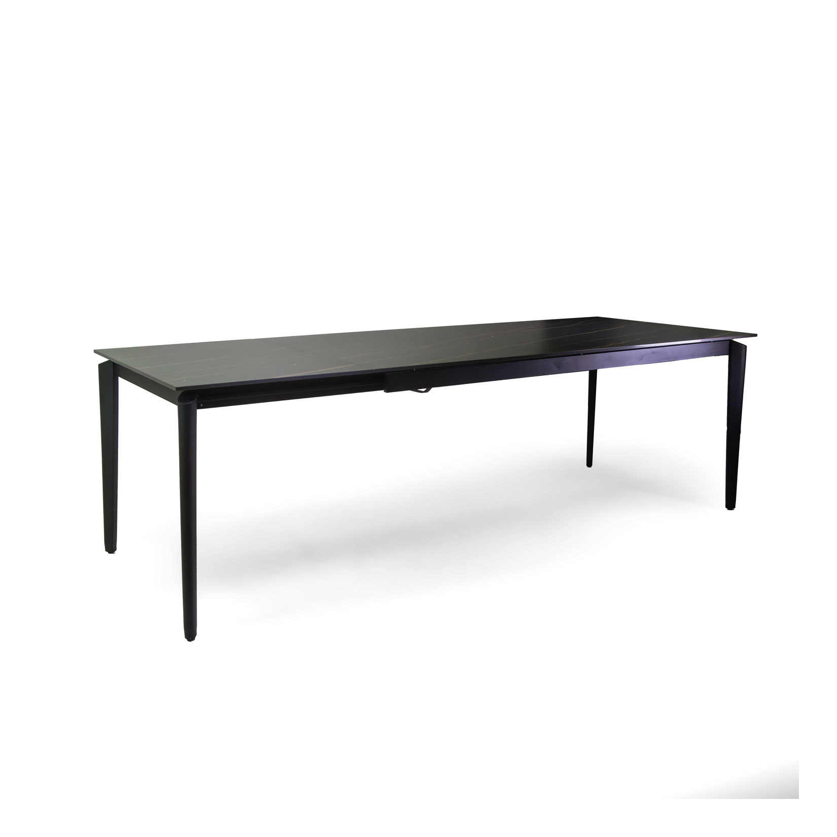 Tavolo metallo allungabile Rogers top pietra sinterizzata scuro cm160/220x90h75