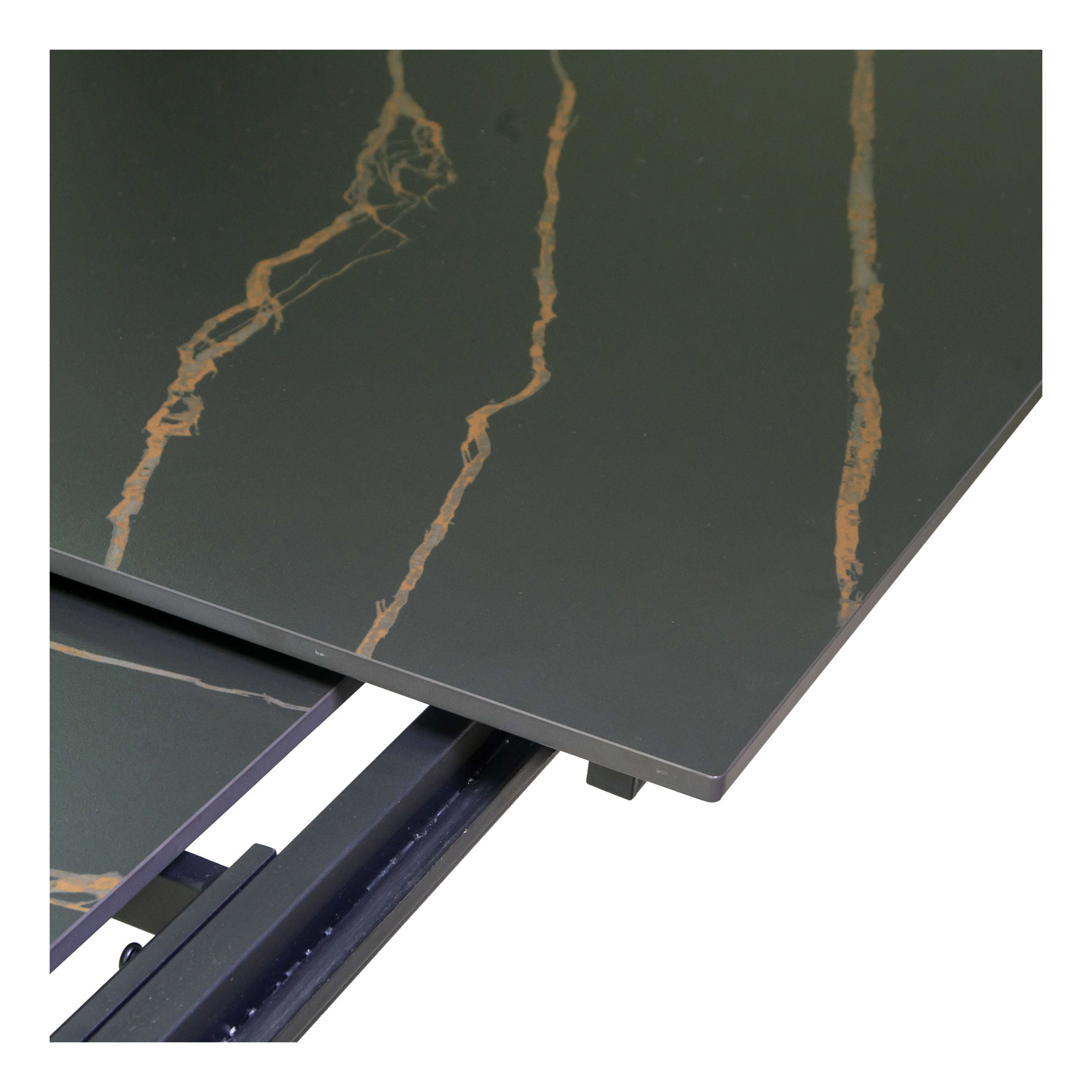 Tavolo metallo allungabile Rogers top pietra sinterizzata scuro cm160/220x90h75 - immagine 10