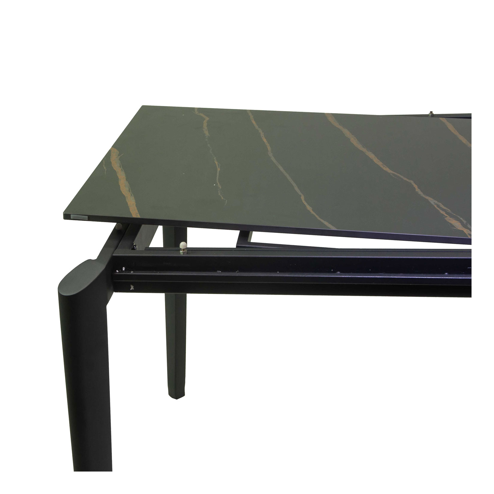 Tavolo metallo allungabile Rogers top pietra sinterizzata scuro cm160/220x90h75 - immagine 8