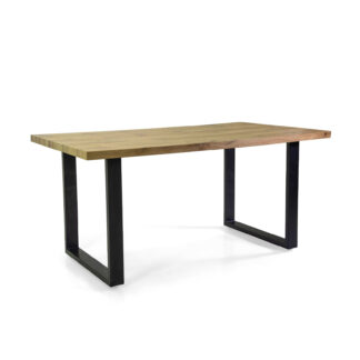 Tavolo metallo Canberra nero con top legno naturale cm160x90h75